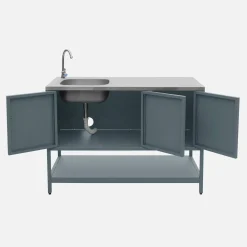 Buitenkeuken 2 modules met gasbarbecue en gootsteen staal