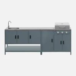 Buitenkeuken 2 modules met gasbarbecue en gootsteen staal