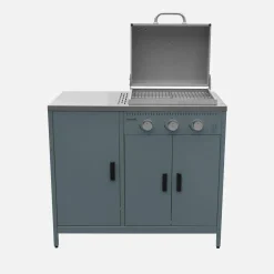 Buitenkeuken 2 modules met gasbarbecue en gootsteen staal