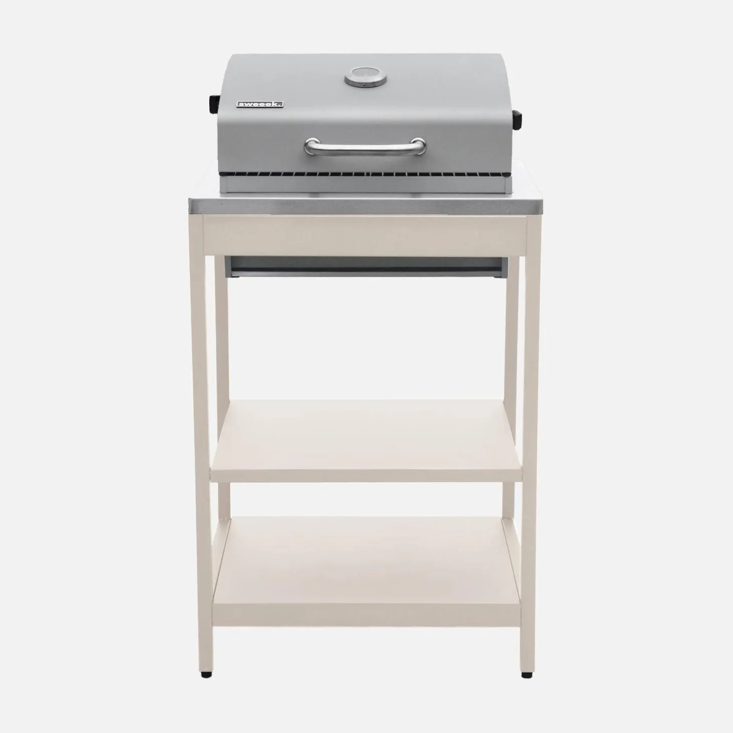 Buitenkeuken 2 modules met houtskoolbarbecue en gootsteen staal