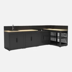 Buitenkeuken 5 modules staal en houtdecor