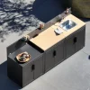 Buitenkeuken 3 modules staal en houtdecor