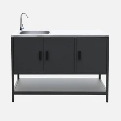 Buitenkeuken 3 modules staal incl. een gootsteen