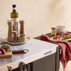 Buitenkeuken tafel in roestvrij staal 94,5 cm met opklapbaar blad
