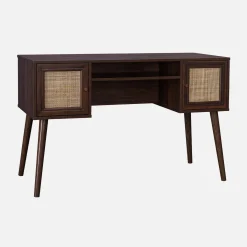 Bureau decor hout en vlechtwerk 2 deuren