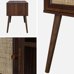 Bureau decor hout en vlechtwerk 2 deuren