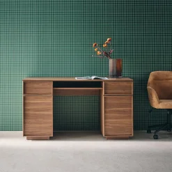 Bureau houteffect bureau 2 deuren 2 laden 1 nis 140cm