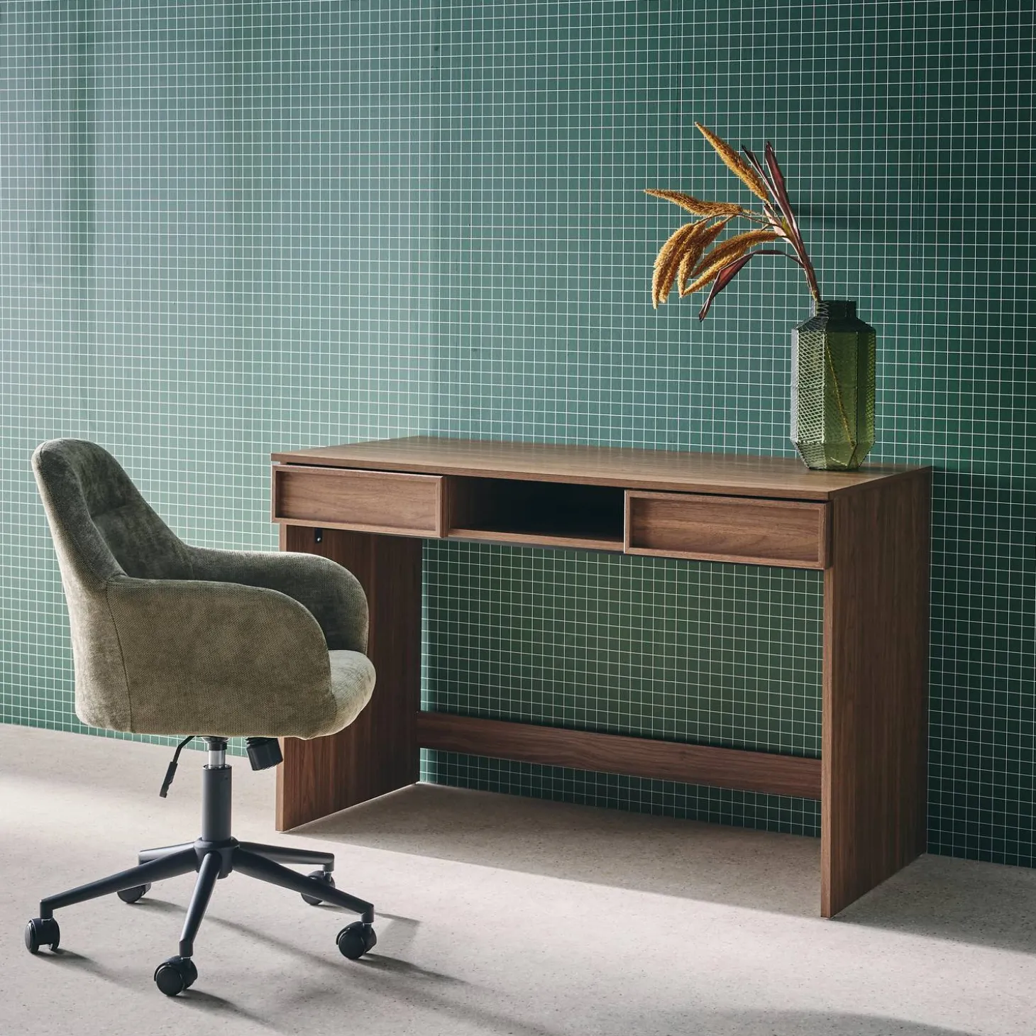 Bureau houteffect 2 lades en 1 nis 120cm
