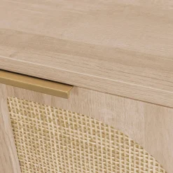 Bureau met houten effect en rotan 2 lades