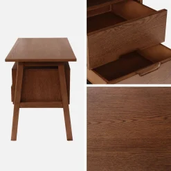 Bureau met 2 laden rubberhout en eikenfineer