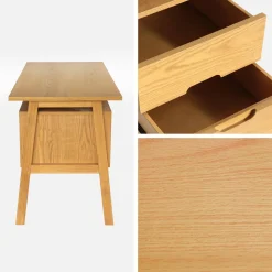 Bureau met 2 laden rubberhout en eikenfineer
