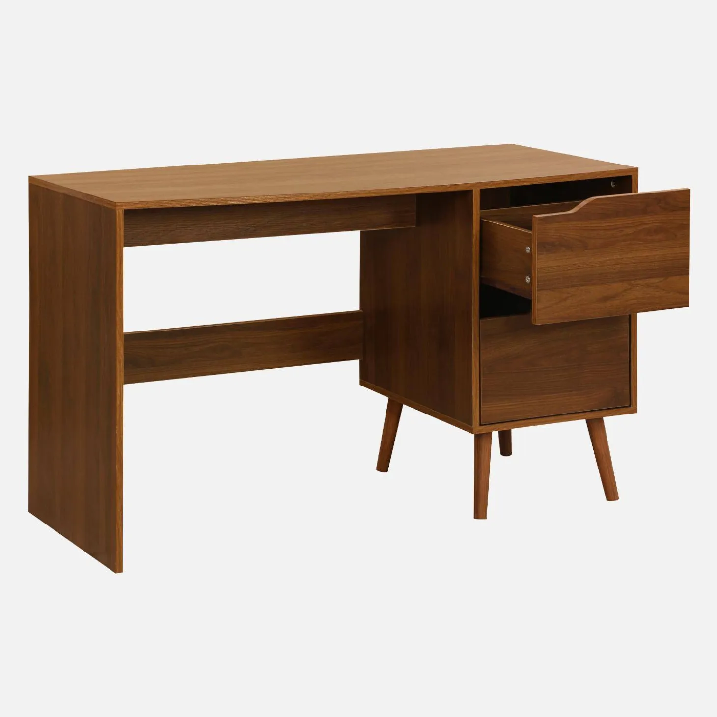 Bureau met 2 lades in walnootkleurig hout