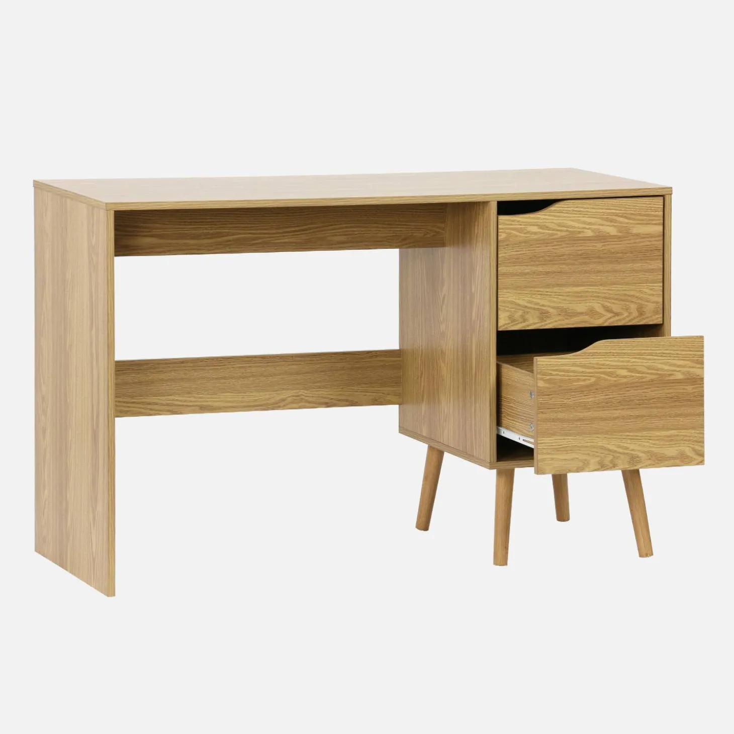 Bureau met 2 lades in walnootkleurig hout