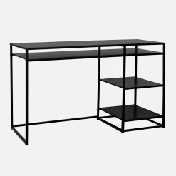 Bureau met 2 planken in zwart metaal, 120 CM