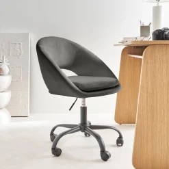 Bureaustoel met velours bekleding en metalen wielen