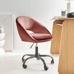 Bureaustoel met velours bekleding en metalen wielen