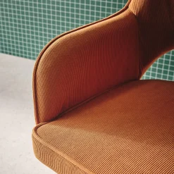 Bureaustoel op wielen in corduroy met chroom onderstel