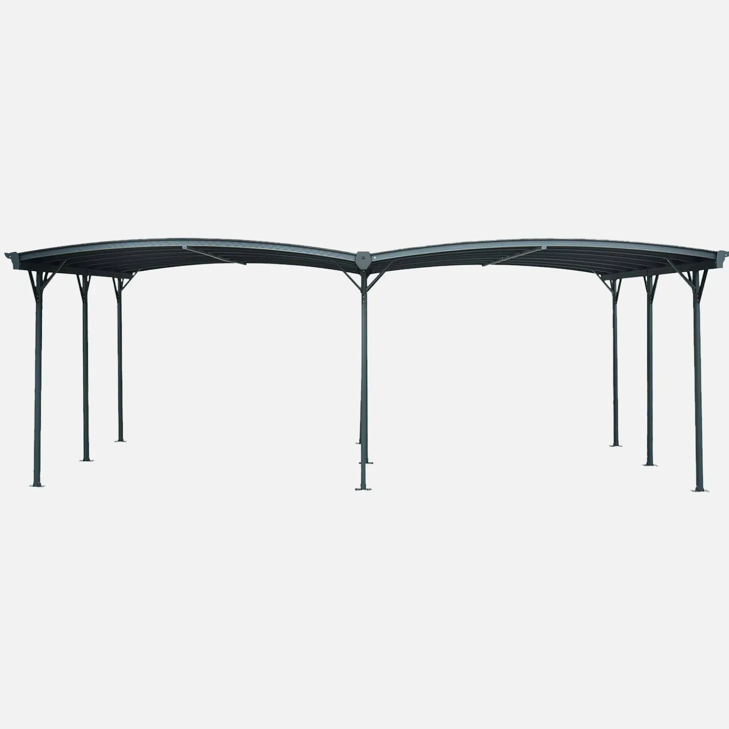 Carport met uitbreiding aluminium en polycarbonaat 30m²