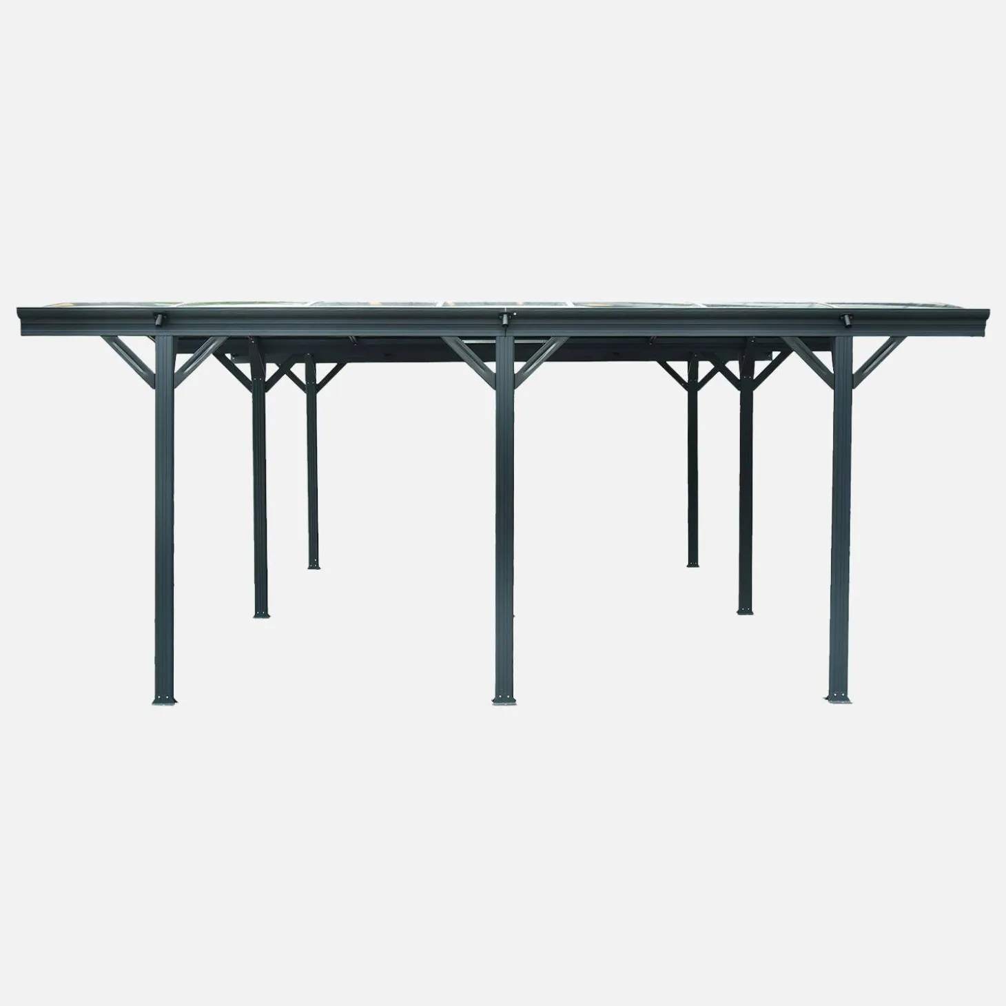 Carport met uitbreiding aluminium en polycarbonaat 30m²