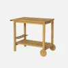 95 cm houten keukentrolley met wielen en handvat