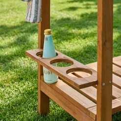 95 cm houten keukentrolley met wielen en handvat