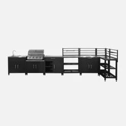 Complete roestvrije stalen buitenkeuken met 4-pits gasbarbecue