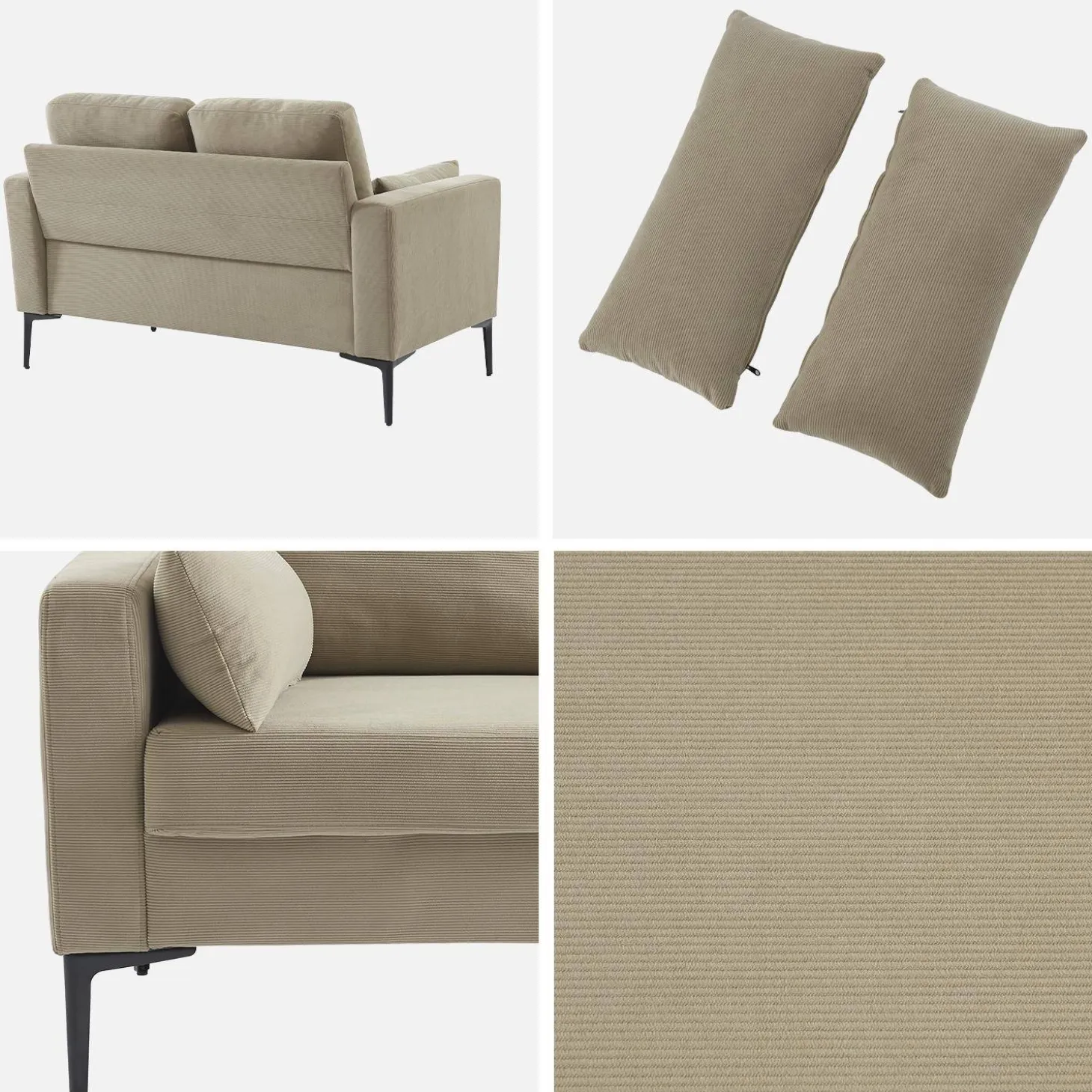 Corduroy bank, 2-zits, 130x68x82cm