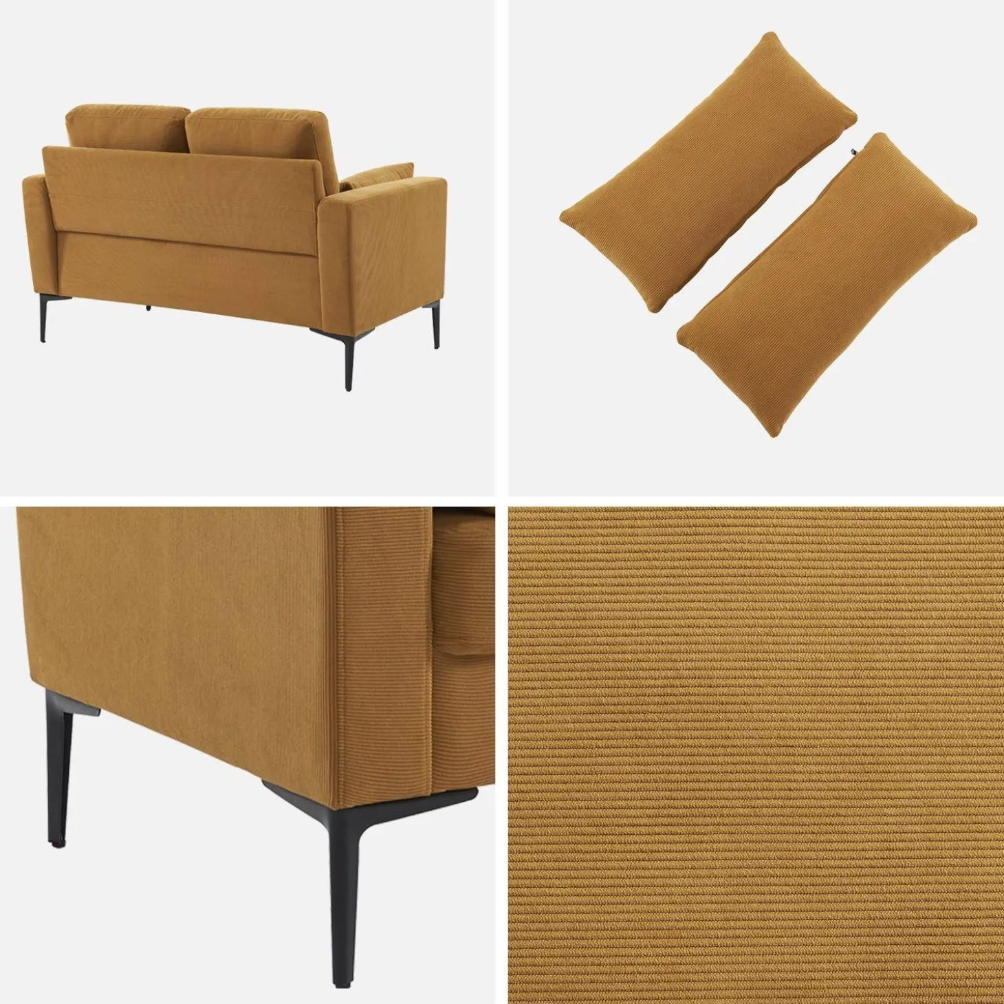 Corduroy bank, 2-zits, 130x68x82cm