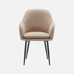 Corduroy fauteuil met matzwarte metalen poten (Set van 4)