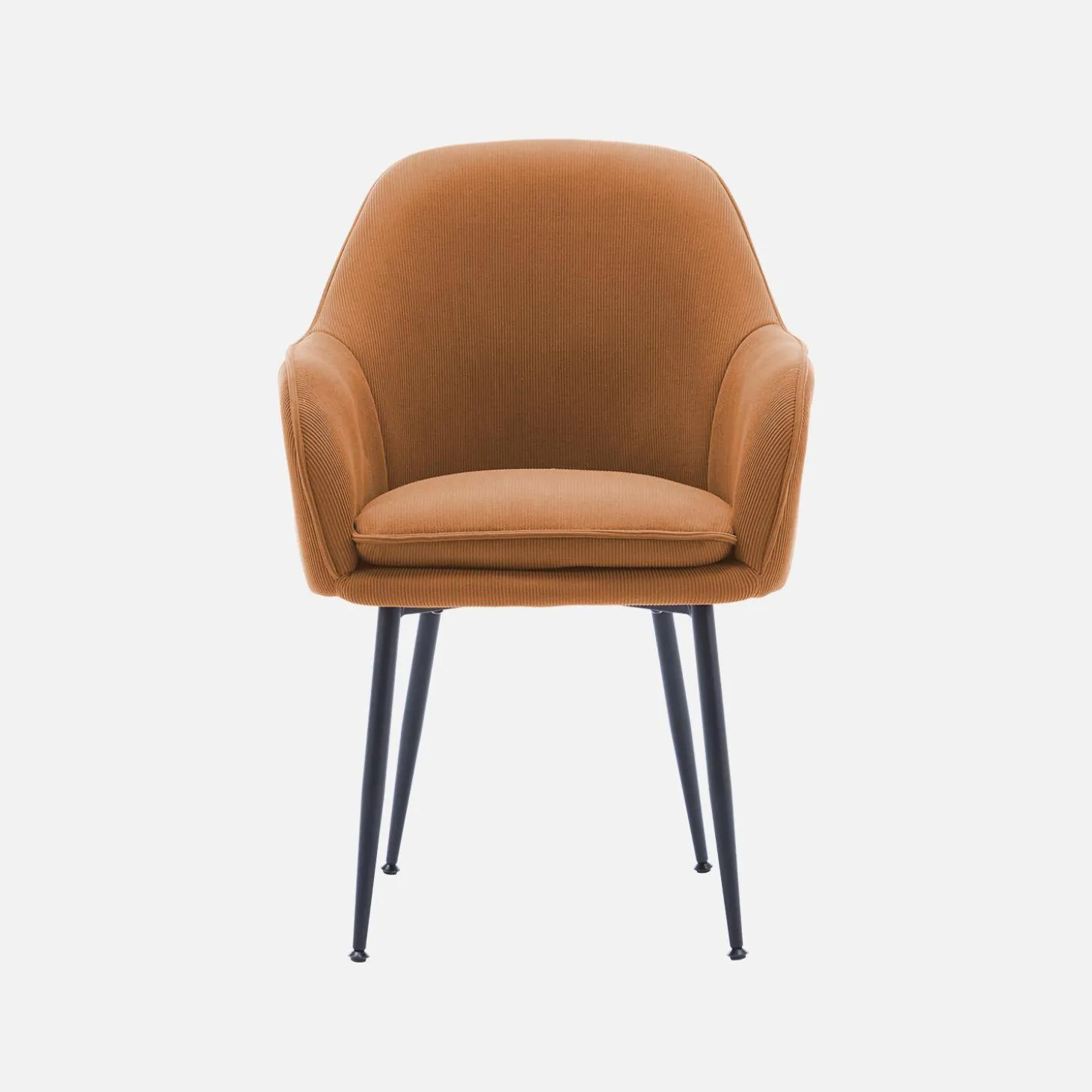 Corduroy fauteuil met matzwarte metalen poten (Set van 4)