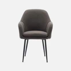 Corduroy fauteuil met matzwarte metalen poten