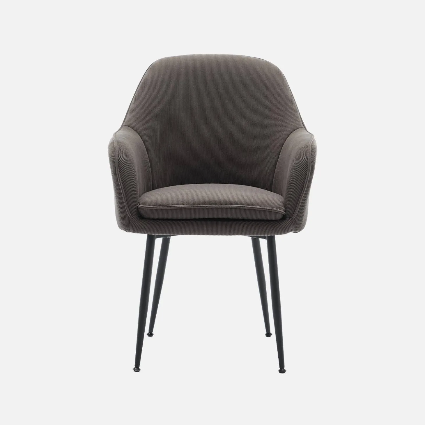 Corduroy fauteuil met matzwarte metalen poten