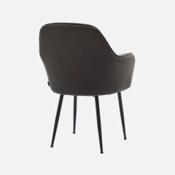 Corduroy fauteuil met matzwarte metalen poten