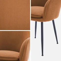 Corduroy fauteuil met matzwarte metalen poten