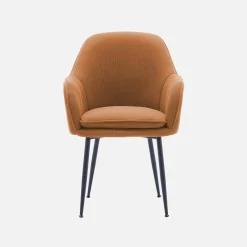 Corduroy fauteuil met matzwarte metalen poten (Set van 2)