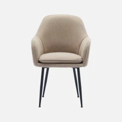 Corduroy fauteuil met matzwarte metalen poten (Set van 2)