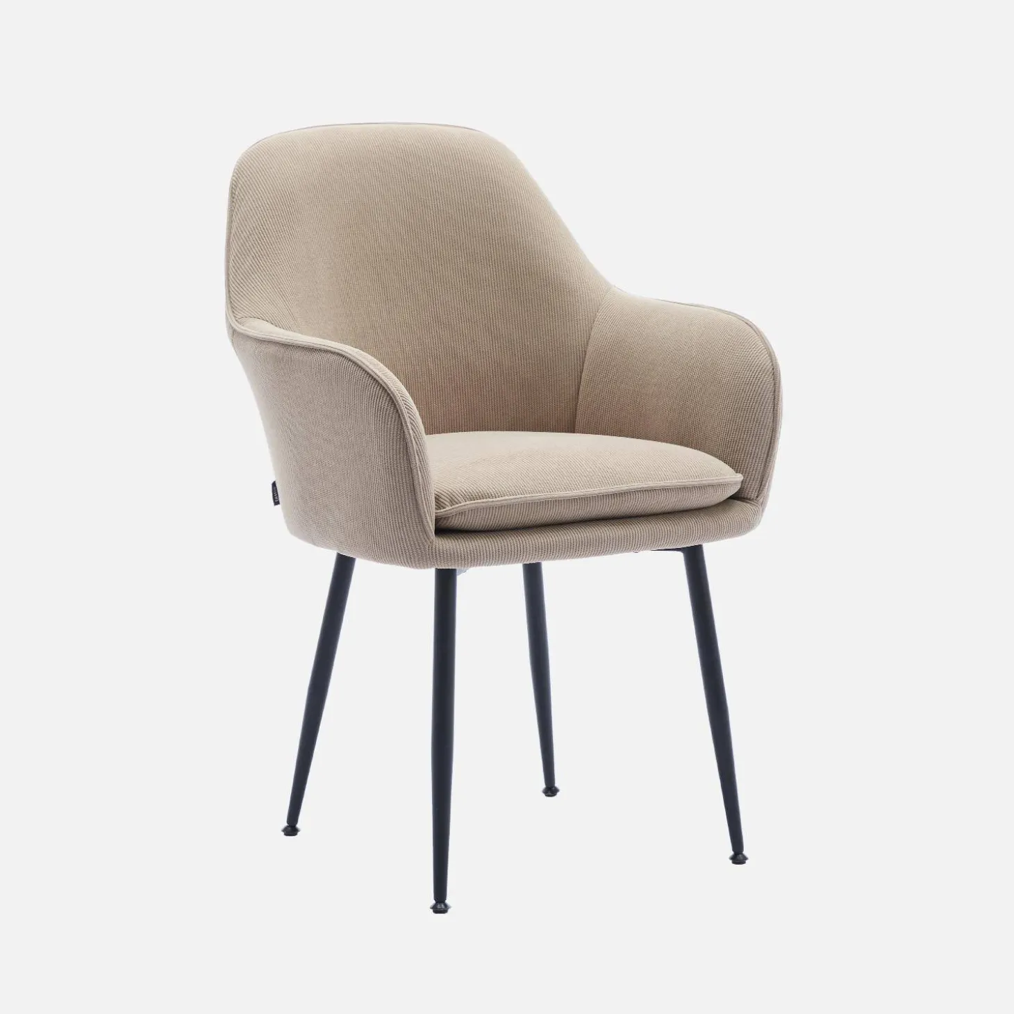 Corduroy fauteuil met matzwarte metalen poten