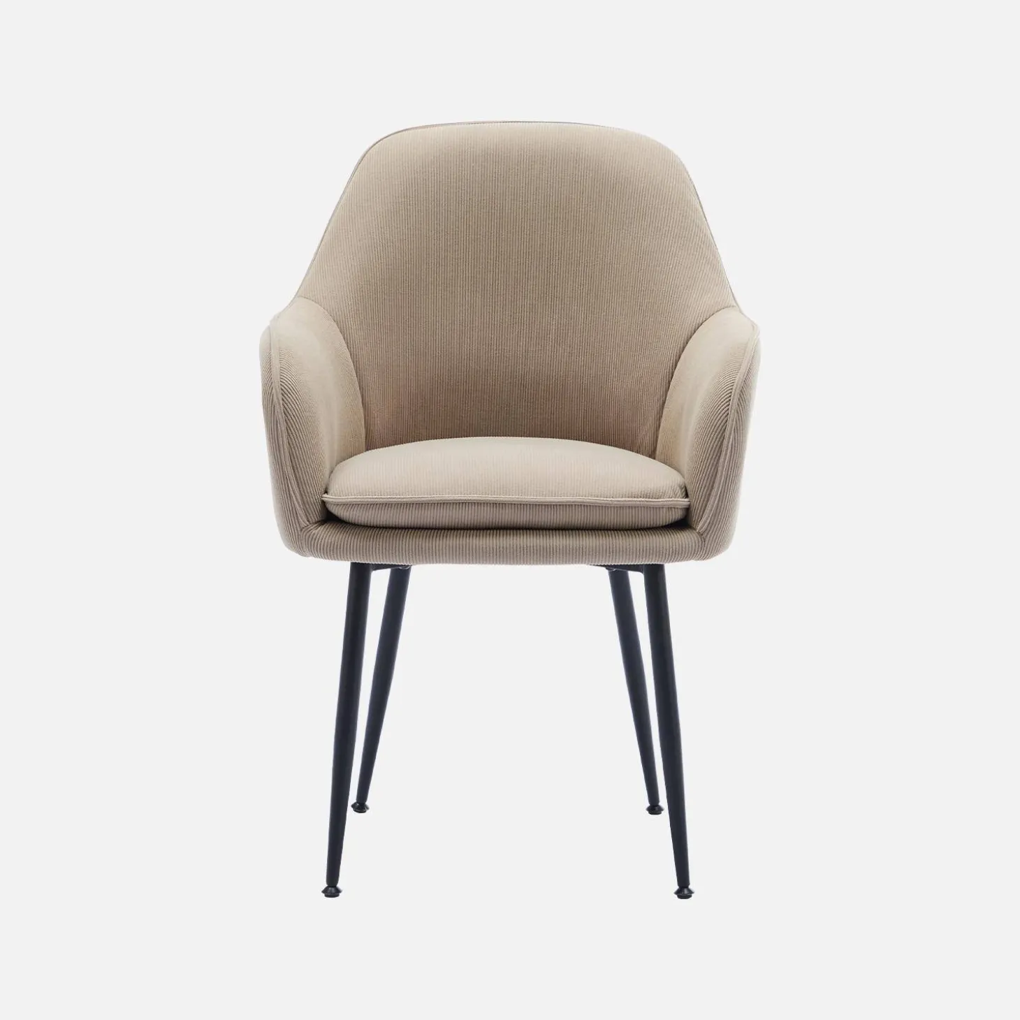 Corduroy fauteuil met matzwarte metalen poten