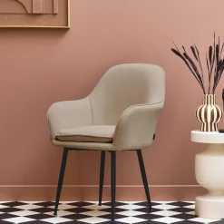 Corduroy fauteuil met matzwarte metalen poten