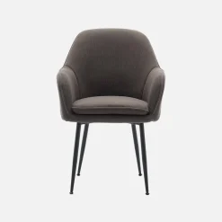 Corduroy fauteuil met matzwarte metalen poten (Set van 4)