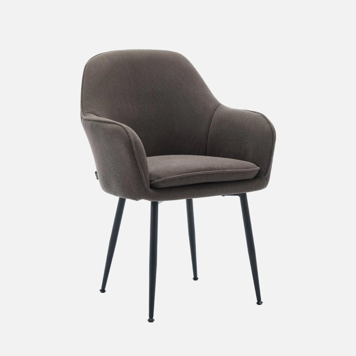 Corduroy fauteuil met matzwarte metalen poten (Set van 4)