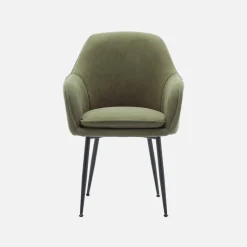Corduroy fauteuil met matzwarte metalen poten (Set van 4)
