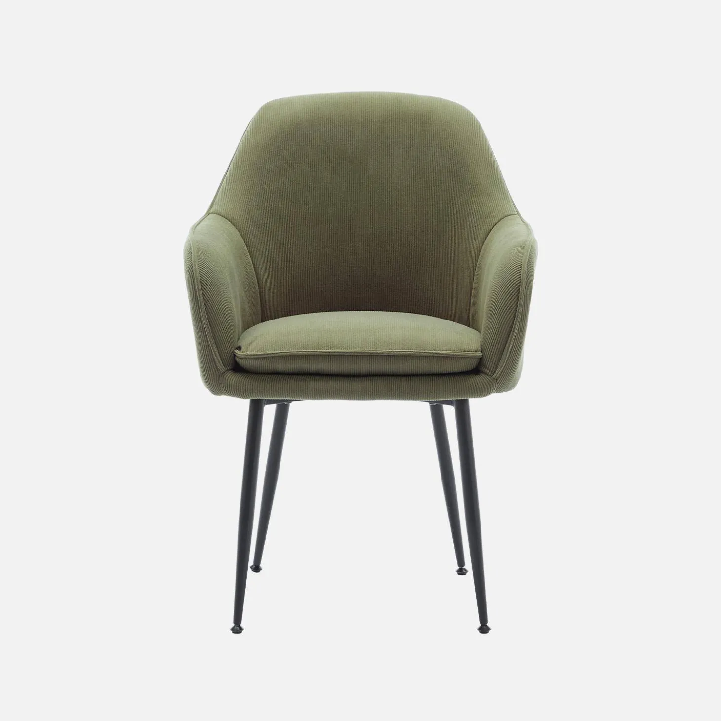 Corduroy fauteuil met matzwarte metalen poten (Set van 4)
