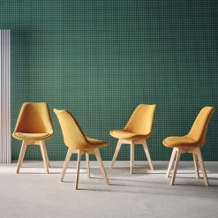 Corduroy Scandinavische stoelen met beukenhouten poten (set van 4)