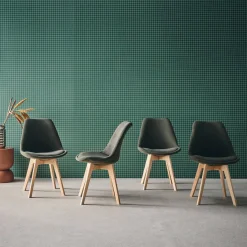 Corduroy Scandinavische stoelen met beukenhouten poten (set van 4)