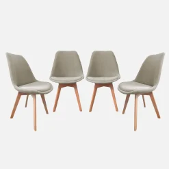 Corduroy Scandinavische stoelen met beukenhouten poten (set van 4)