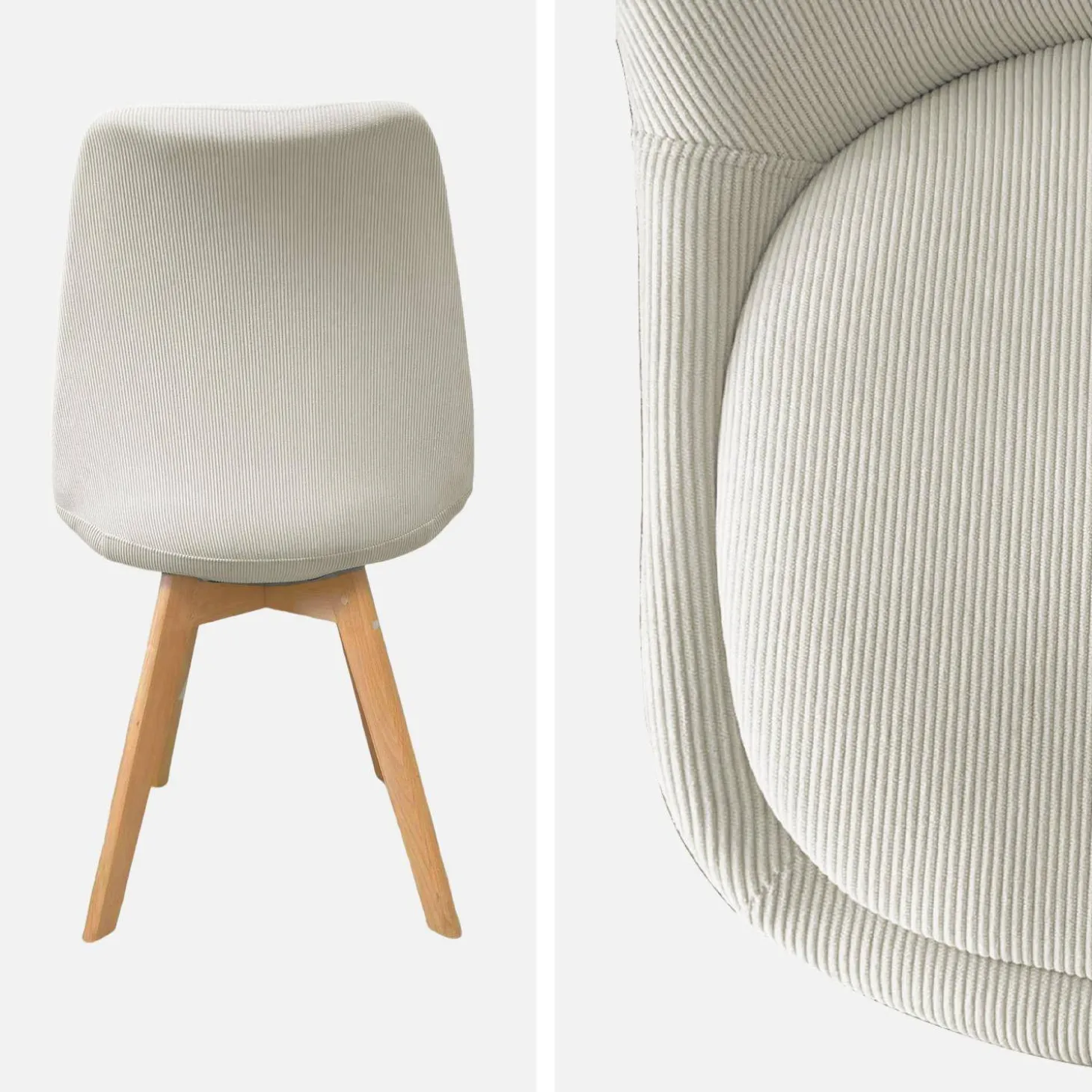 Corduroy Scandinavische stoelen met beukenhouten poten (set van 4)