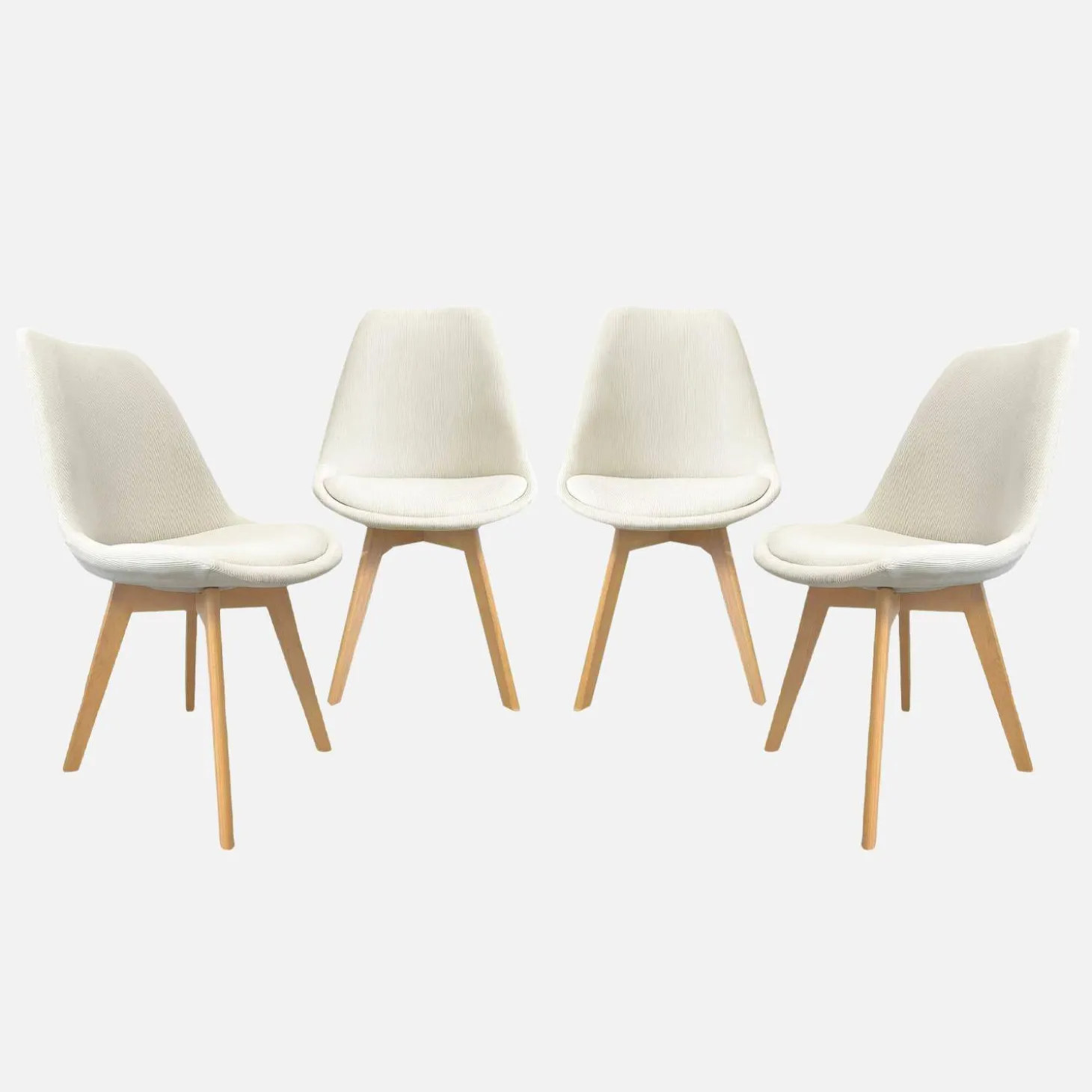 Corduroy Scandinavische stoelen met beukenhouten poten (set van 4)