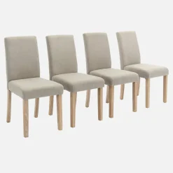 Corduroy stoelen met houten poten, set van 4