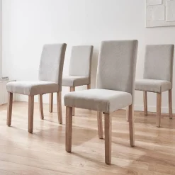 Corduroy stoelen met houten poten, set van 4